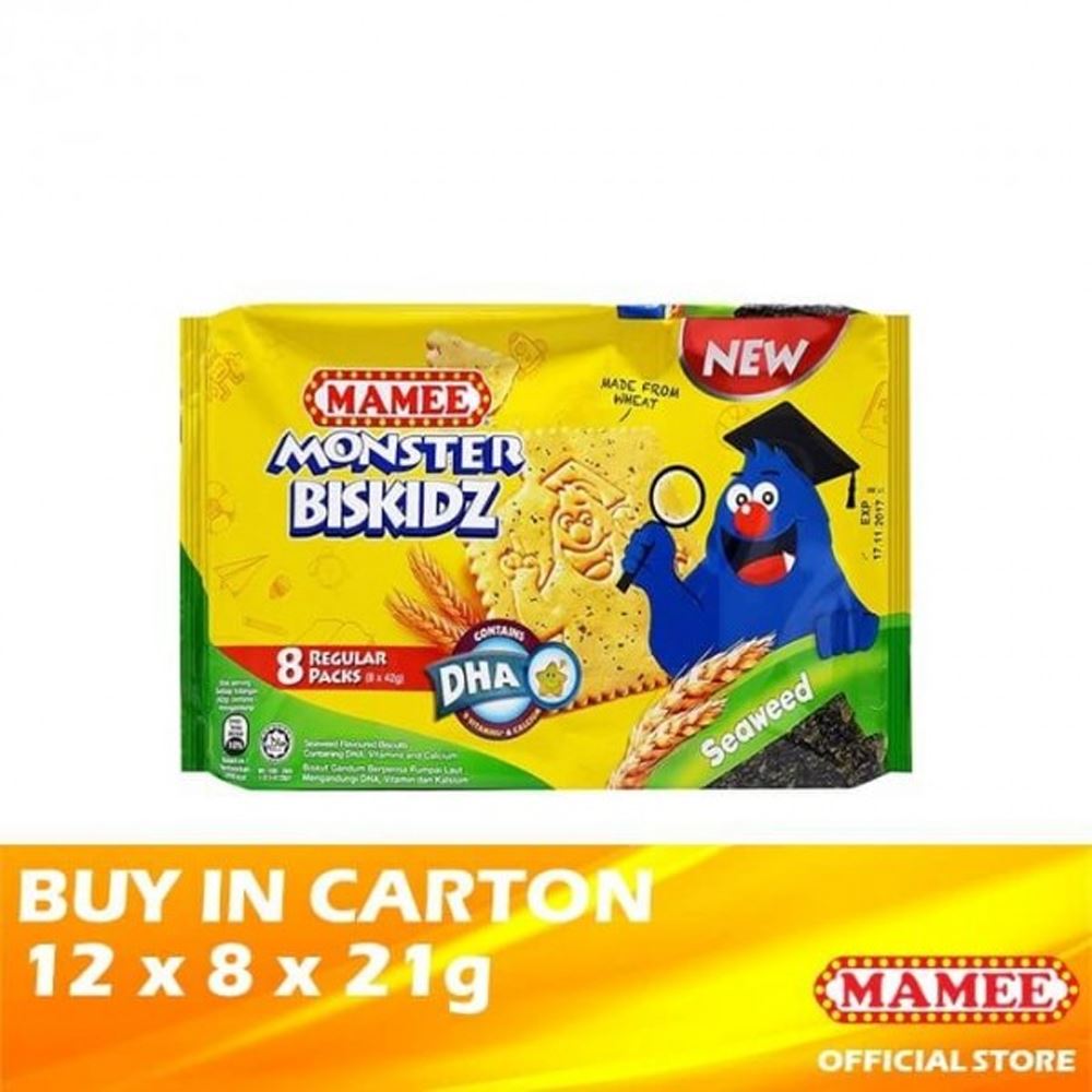 Mamee Monster Biskidz Seaweed 12 x 8 x 21g